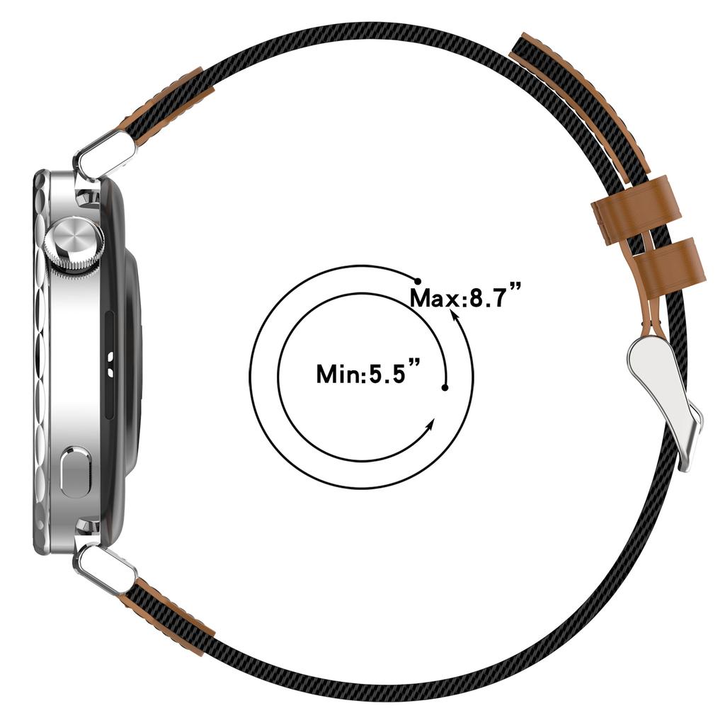 For Huawei Watch GT 5 41mm Watch Strap 18mm Nylon+Leather Adjustable Wrist Band