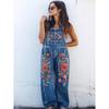 Overalls Sommer Damen Hosen Denim-Imitat Gerade geschnittene Hosen Vielseitige Lockere Gerade geschnittene Hosen 1D Digitaldruck