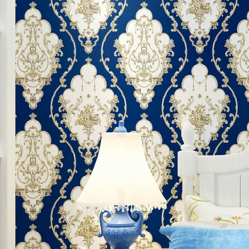 Luxury Damask Vinyl Wallpaper PVC Wall Paper Roll White Black Blue Red Waterproof Wall Cover Living Room Bedroom Home Decoration
