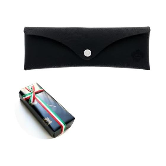 

[Gift wrapped] OROBIANCO Glasses case, multi case, embossed leather, made in Japan (black)