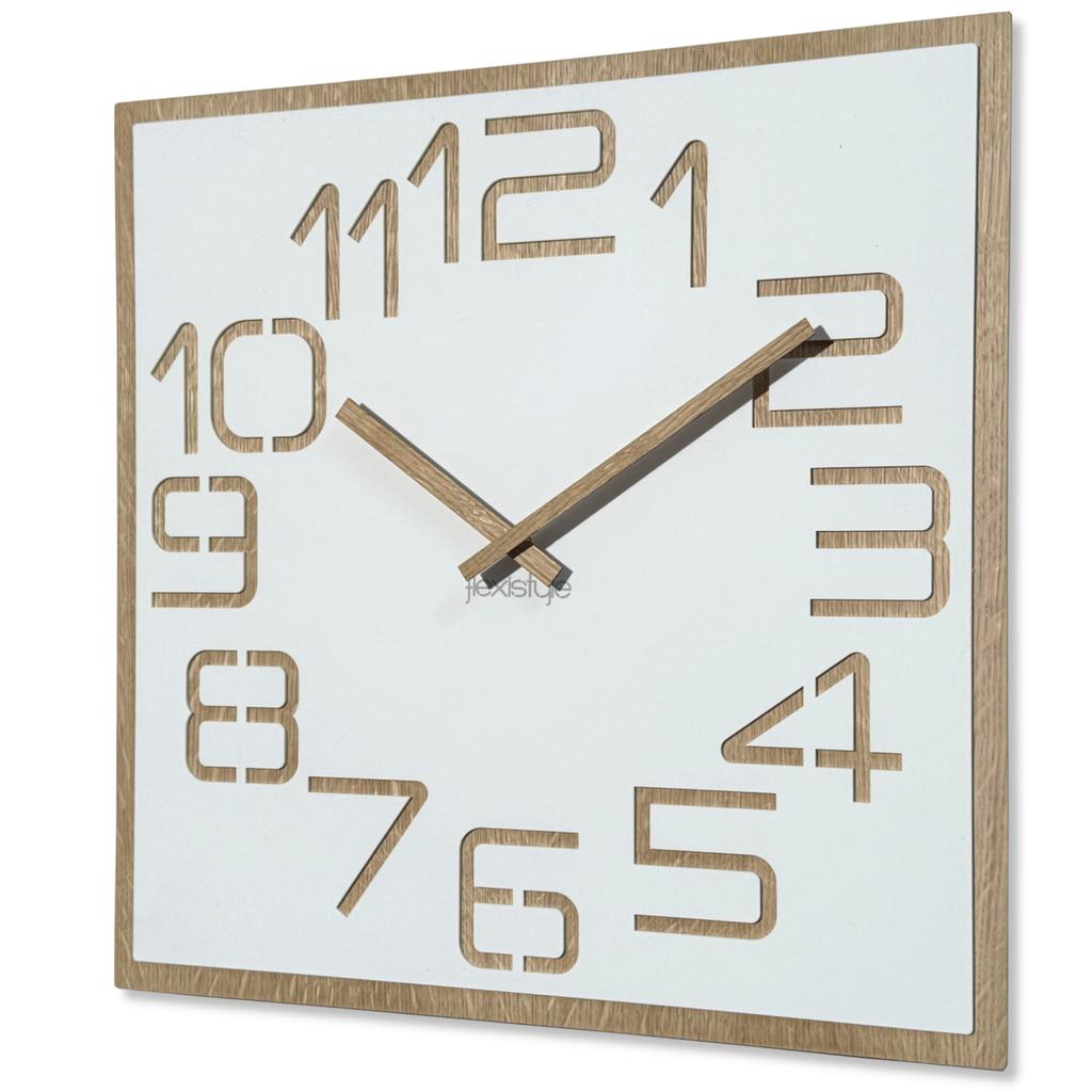 Digits oak wall clock 50cm white