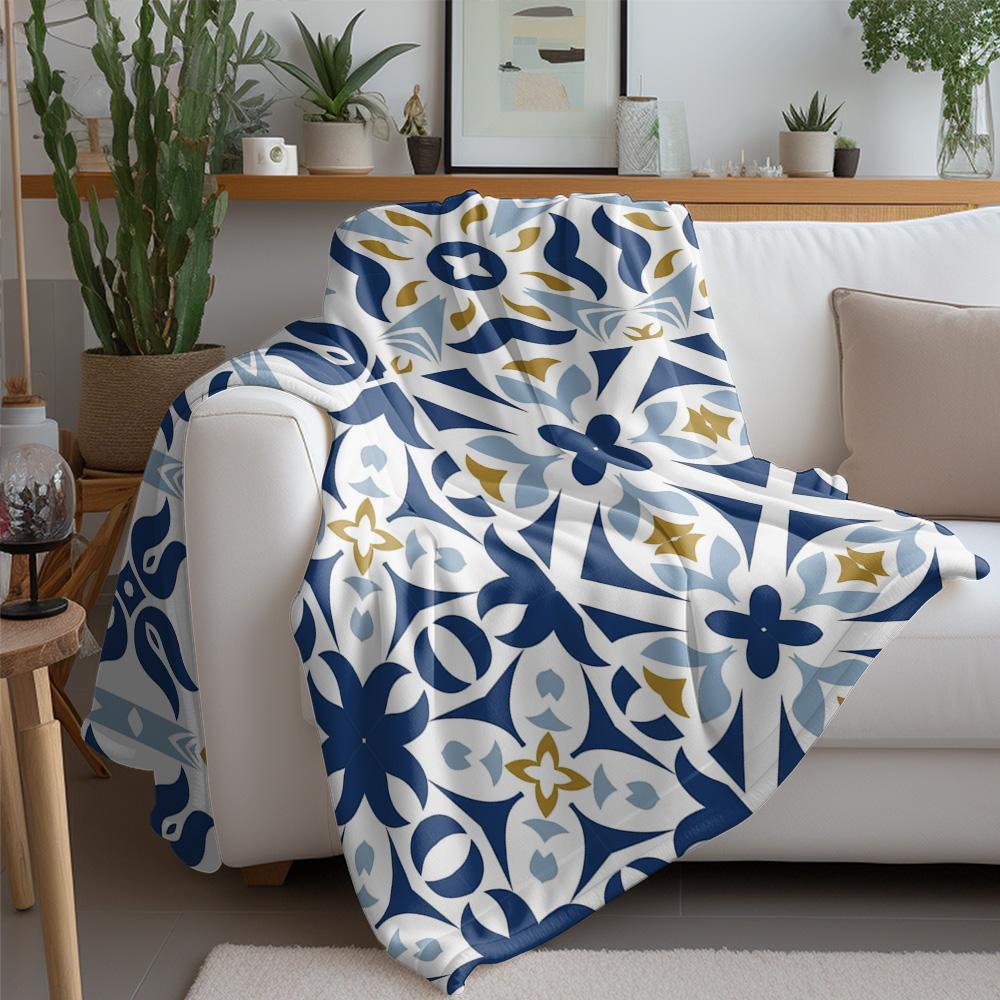 Watercolor Floral Pattern Blanket Bohemian Bedding Throw Soft Fleece Blanket for Sofa Couch Decorative Throw Blanket
