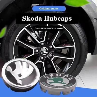55/65MM Estilo de Carro Tampas Centrais de Roda Calotas Substituição Para Skoda Octavia Rapid Kodiaq Karoq Fabia Kamiq Superb Derivativ