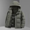 Mens Thickened Hooded Down Jacket Winter Short Warm Coat Adults 85-90% White Duck 550 Fill Power