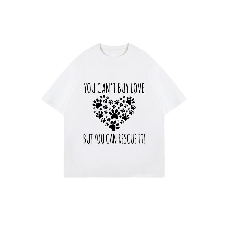 Black Oversized T Shirt With Paw Print Heart And You Cant Buy Love But You Can Rescue It Text For Casual Wear And Animal Lover Outfits