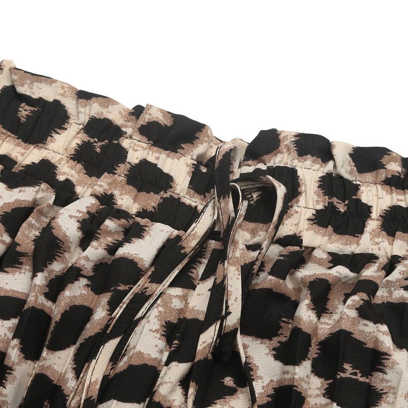 Damen Leopardendruck Schnürhose mit weitem Bein - Sommer 2025 Europäische & Amerikanische Mode