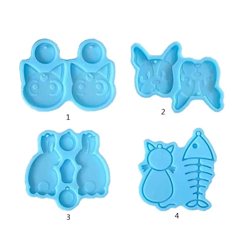 Shiny Cats Fish Rabbit Earrings Mould Silicone Epoxy Resin Molds DIY Earrings Jewelry Making Keychain Jewelry Tools