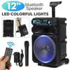 12inches 2000W Speakers Home Theater Karaoke Sound Box with Wireless Microphone LED Portable Bluetooth Speaker Box Trolley