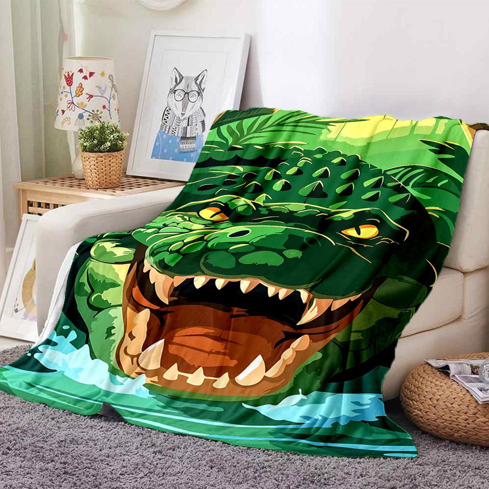 1pc Crocodile Print Blanket Lightweight Flannel Blanket Throw Blanket For Sofa, Bed, Travel, Camping, Livingroom, Office yy251015134