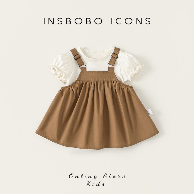 Insbobo Girls  Summer Outfit 2026 New Style Baby Girl Suspender Two-Piece Set Stylish Children s Summer Clothing Thin Style Rice White 80