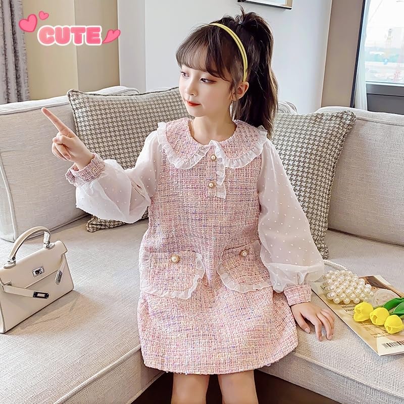 VNGOLERRY Lace Long Korean Cute Formal School Entrance Sizes 160 Girls' Dress, Children's Clothing, A-Line Dress, Sleeves, Style, Summer, Autumn,