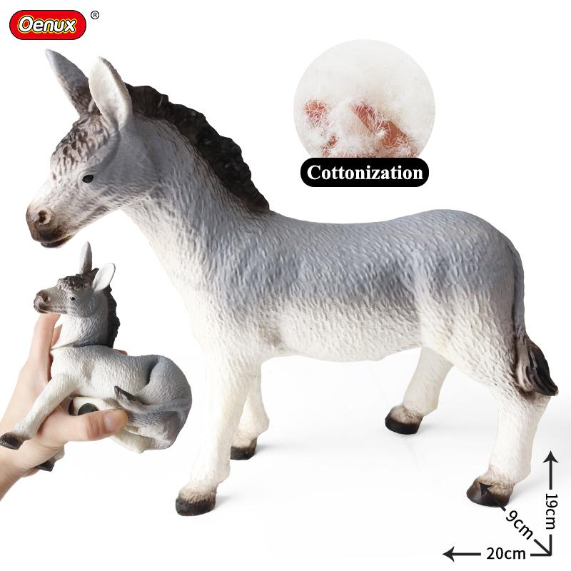 Oenux Soft Cotton Farm Animals Cow Horse Pig Hen Cat Dog Model Action Figures Wild Lizard Donkey Koala Educational Kids Toy Gift