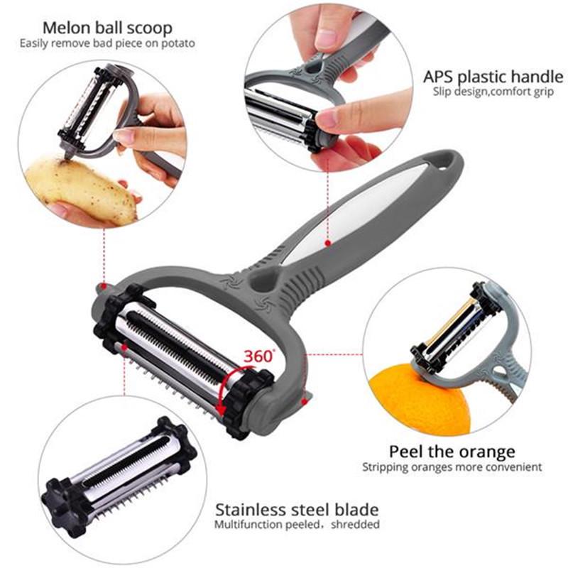 3 In1 Rotatable Vegetable Fruit 360 Degree Rotary Potato Peeler Cutter Planer Grater Kitchen Tools