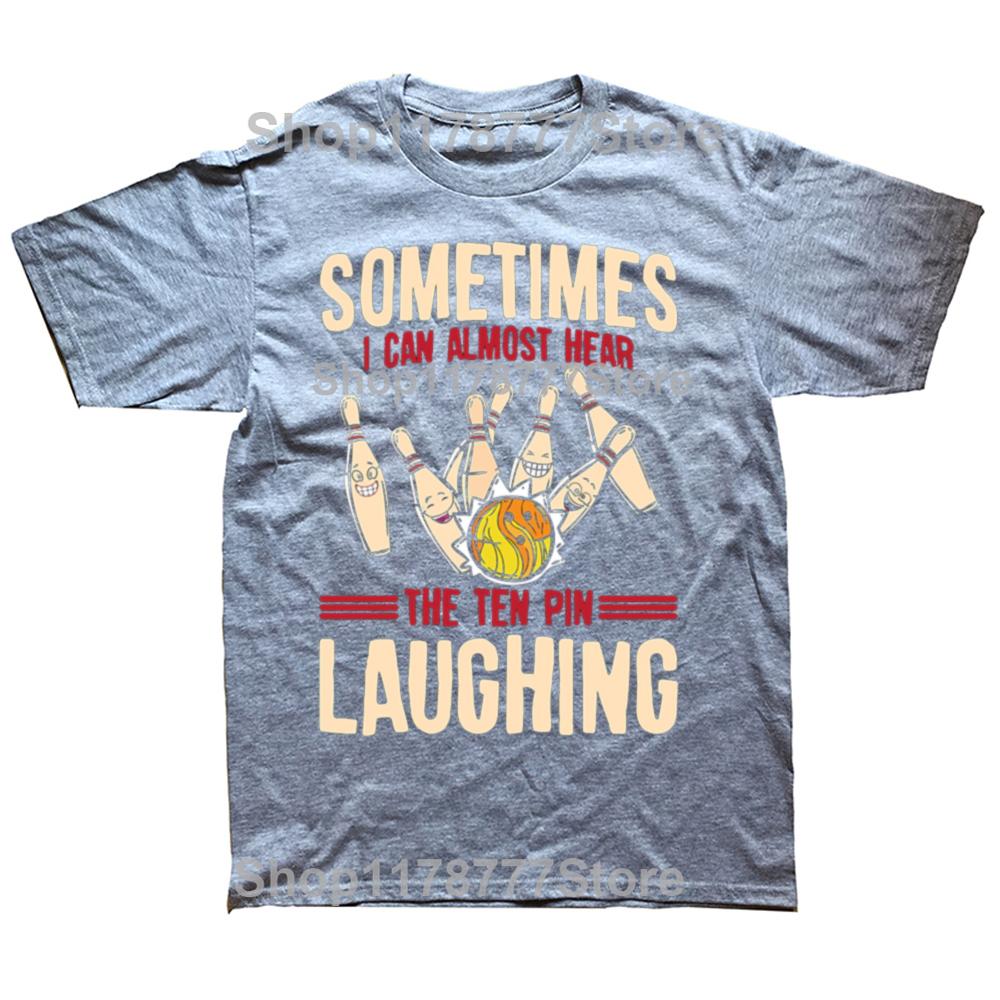 Funny Bowling Hear Pin Laughing Bowler T Shirts Cotton Streetwear Gifts Mens Clothing Fashion Casual Loose Oversized T Shirt