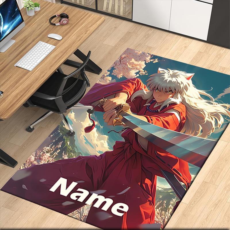 Custom Name Inuyasha Printed Carpet, for Office Chair Living Room Bedroom Kitchen Room Decor Gifts.