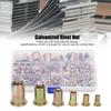 150pcs Galvanized Rivet Nut Set Mixed Insert Fastener Rivet Nut Threaded Hardware Parts
