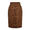 Women Zipper High Waist Chamois Leopard Package Hip Skirt
