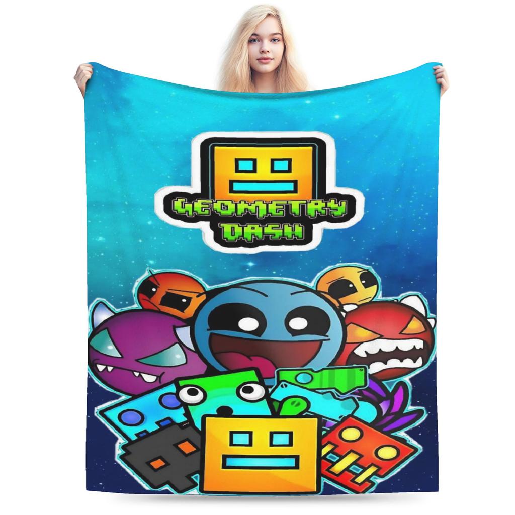 Coperta Rilassante Geometry Dash Giochi Stuff Decorazione per la Casa Plaid e Coperte Velluto Ultra-Morbido per Auto