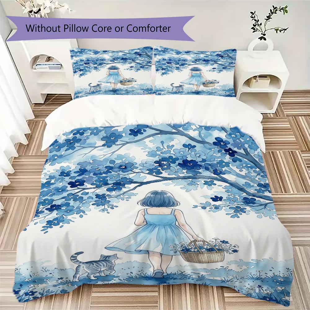 Watercolor style Pattern Bedding uilt Set uilt Cover Pillowcase Home Decoration Birthday Gift (1 * duvet cover + 2 * pillowcase  without core)