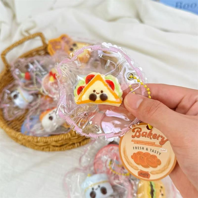Comida de Simulação Fofa Torrada Hambúrgueres Bolo Brinquedo de Apertar Silicone Brinquedo para Alívio de Estresse Diversão Descompressão Brinquedo de Recuperação Lenta Chaveiro Presentes