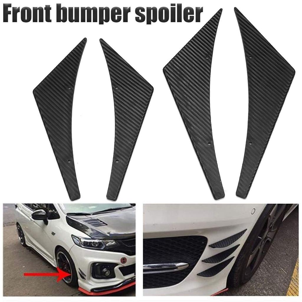 4Pcs Carbon Fiber Universal Car Styling Sticker Fit Front Bulper Lip Diffuser Splitter Fins Body Spoiler Canards Valence Chin