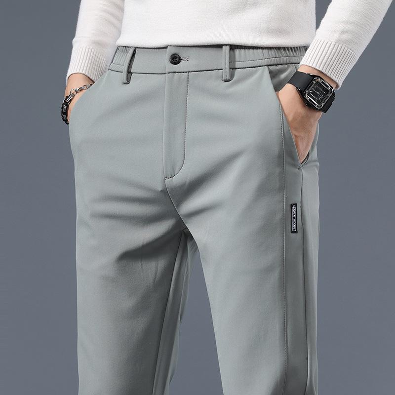 Men's Slim Fit Straight Leg Casual Pants – Elastic, Smooth, Versatile for Autumn and Winter