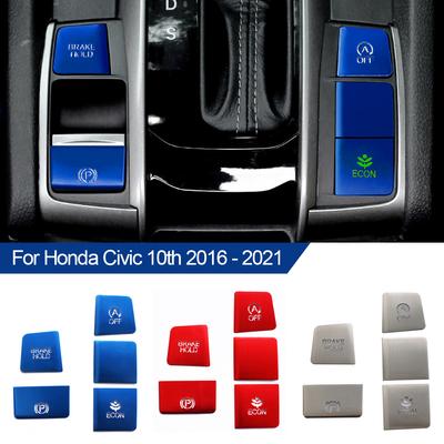 5Pcs Electronic Handbrake Patch Central Control Panel Sticker Decoration Modification Accessories For Honda Civic 10th 2016-2021
