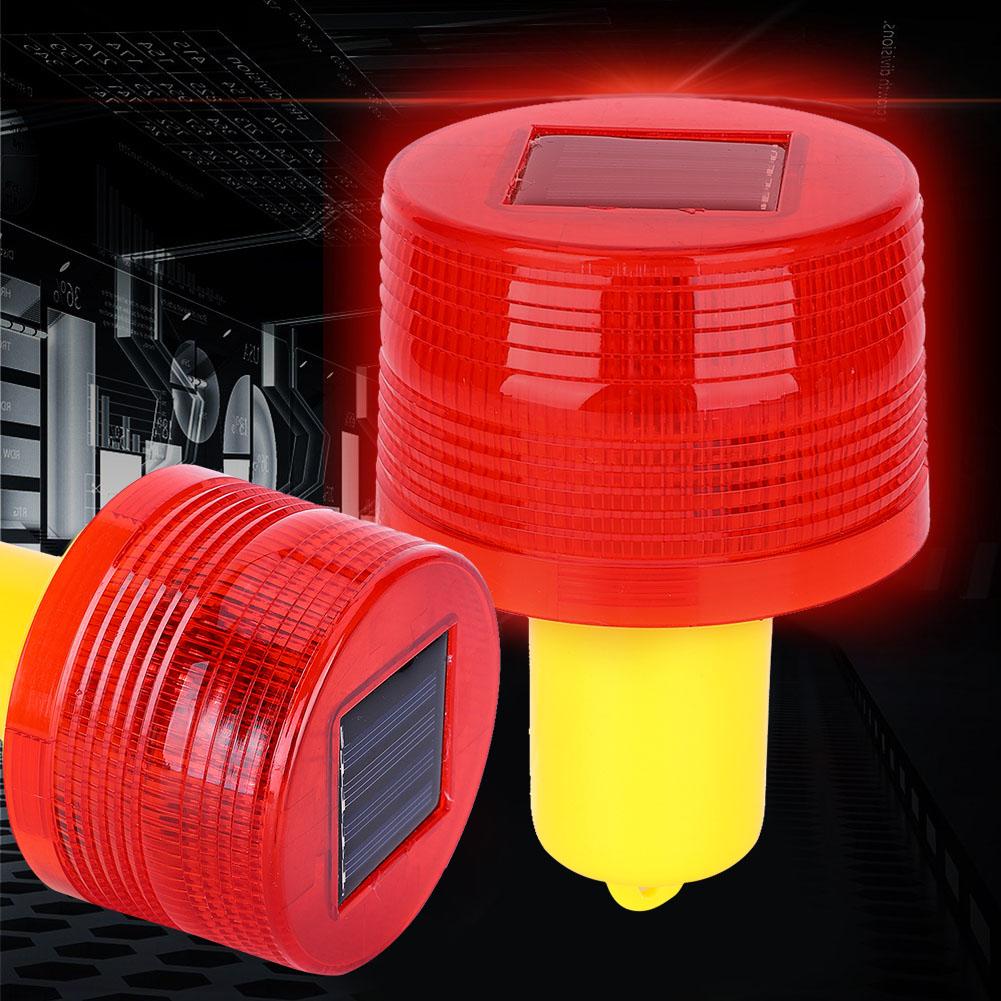 1pc Solar LED Emergency Warning Flash Light Alarm Lamp Traffic Road Boat Red Light