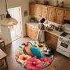 Flower Parrot,Round Area Rug,Carpet Rug for Living Room Bedroom Sofa Playroom Decor,Non-slip Floor Mat