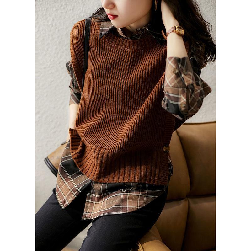 Women's Slim Fashion Round Neck Buttoned Knitted Vest - Anti-Pilling, Solid Color (Spring/Autumn 2022)