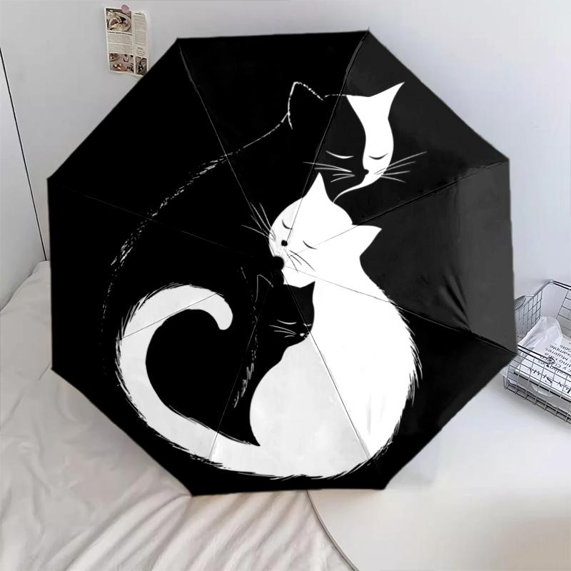 

two cats pattern, automatic folding umbrella, portable and foldable design, 8 ribs, a Christmas or birthday gift.