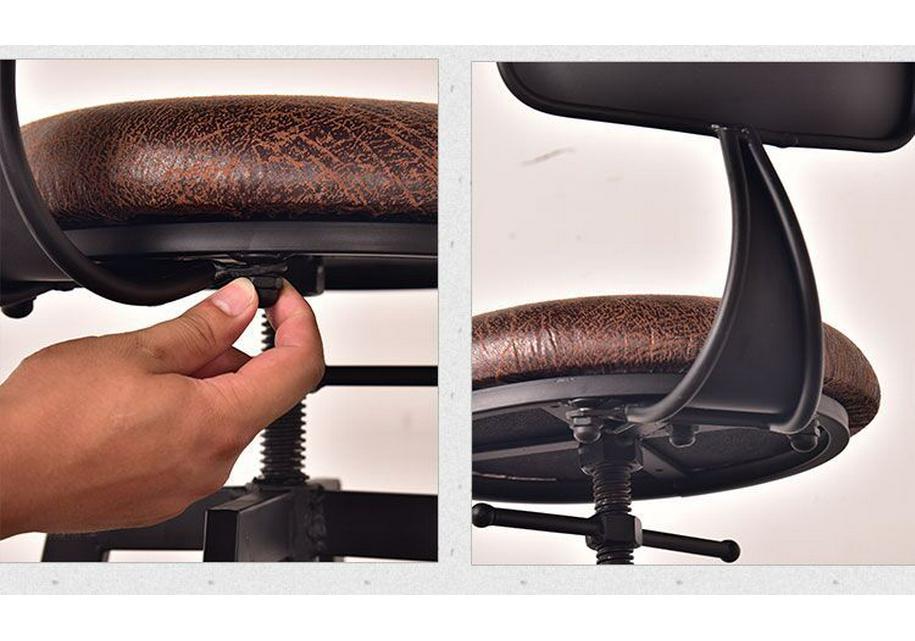 American Solid Wood & Iron Bar Stool, Coffee Shop Chair, Adjustable Counter & Bar Seating, Free Shipping