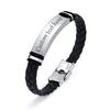 Men's Custom Text Here Leather Bracelets, Engraved Stainless Steel Blank Bar Leathers Bangle, New Simple Name Gift To Him