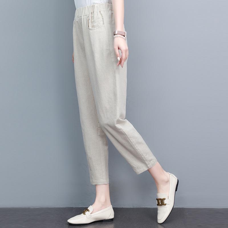 

Женские летние брюки гаремы с высокой талией и длиной семь восьмых - прилегающего кроя с узкими штанинами Extra Extra Large