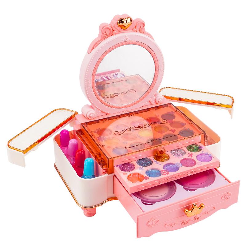 Princess Makeup Box: Washable Children's Cosmetic Set with Lipstick & Nail Polish - Perfect Birthday Gift for Girls