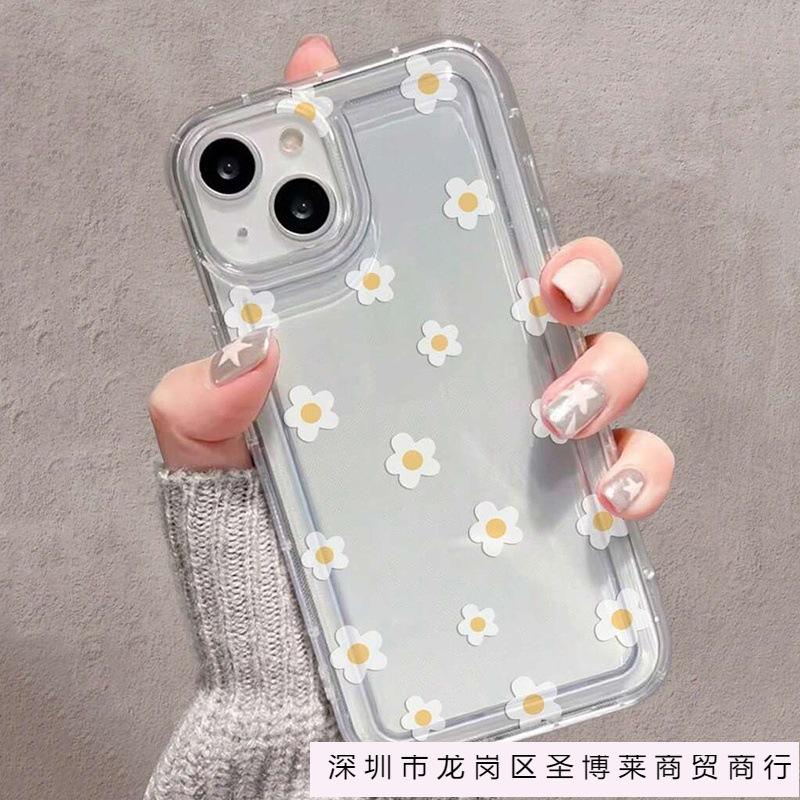 Bee Polka Dot Flower Is Suitable for Apple 16 Pro Mobile Phone Case iPhone15 Set 14 Pro Transparent 13 Airbag 12 Europe and America