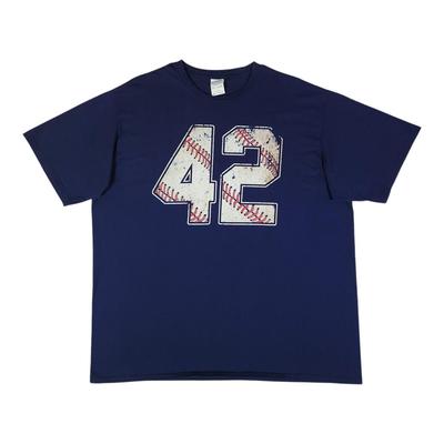 VTG Jackie Robinson 42 Brooklyn Dodgers Shirt 2XL Navy Blue Baseball Graphic Tee