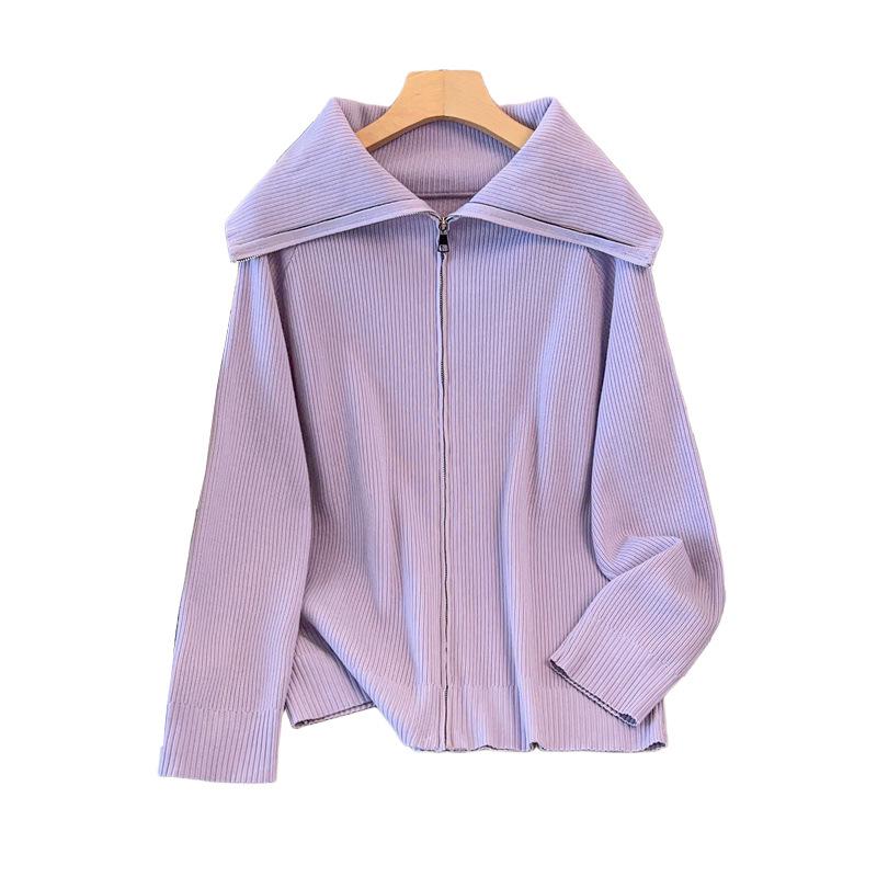 Plus Size Women's Loose Lapel Sweater, Bust 150/160, Knit 350-8080