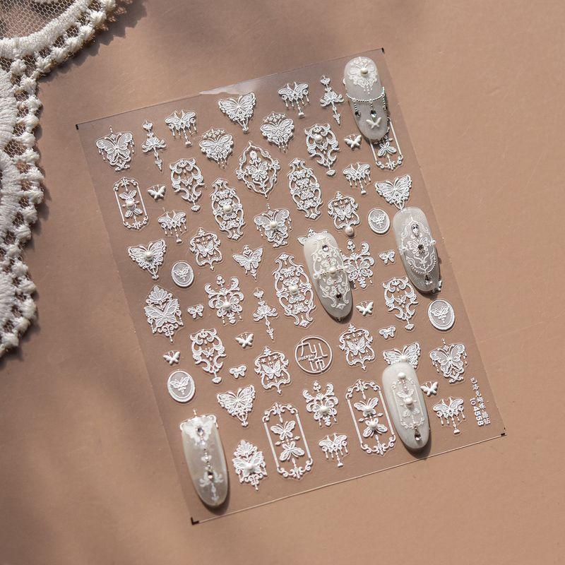 

Tomoni New Arrival Best Selling Gentle Elegant Lace Butterfly Elegant Heart Nail Stickers Xiaohongshu Ins Same Style Crystal Diamond Baroque Butterfly
