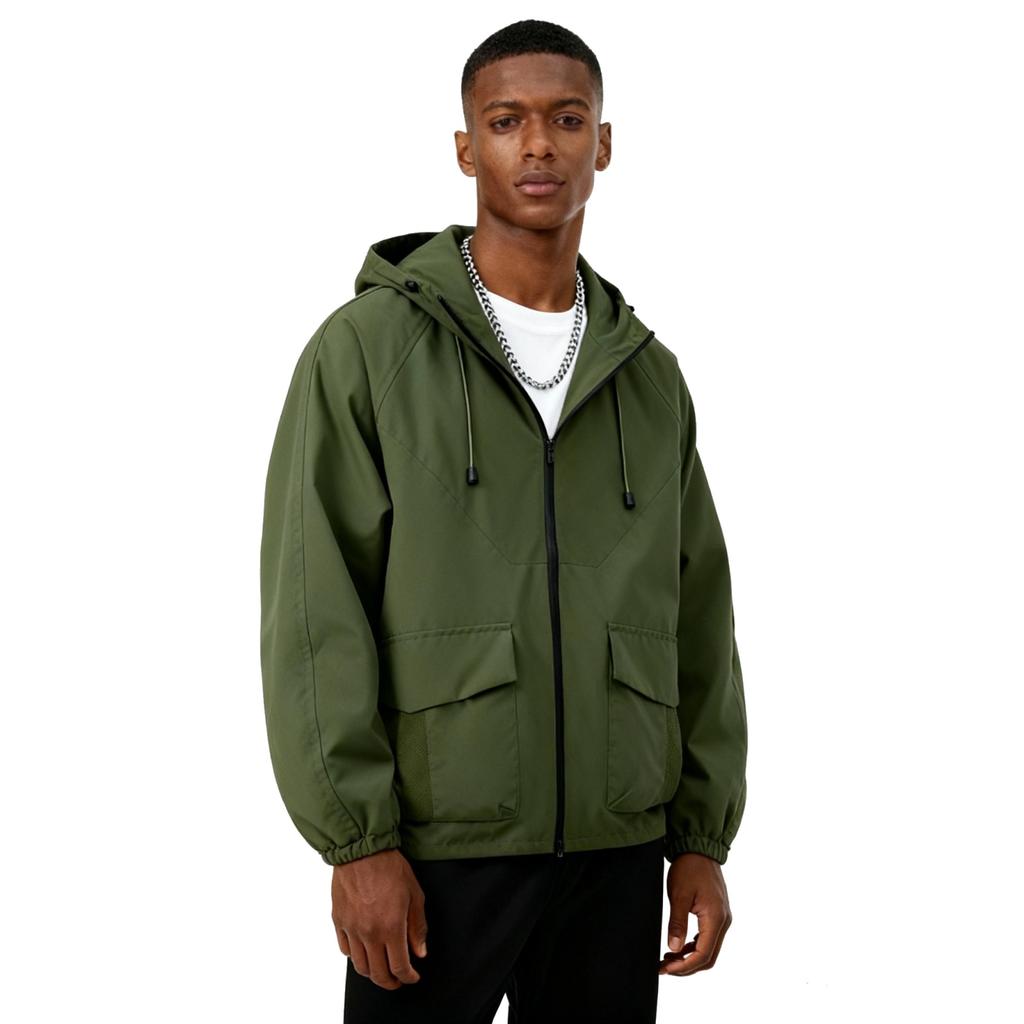 Men's And Women's Solid-color Casual Sports Outdoor Hooded Windbreaker, Men's And Women's Zipper Jacket