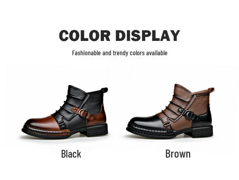 Men's Autumn Retro British Style Martin Boots with Side Zipper and Plush Lining - Short Chelsea Motorcycle Boots
