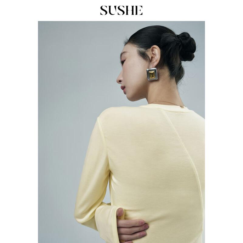 SUSHE Niaoniao Women s Lyocell Slanted Long Sleeve T-shirt M