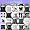 Elegant Black And White Geometric Cushion Cover For Stylish Home Sofa Decor