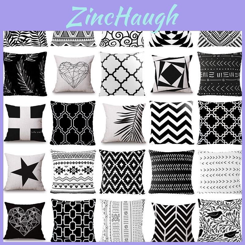 Elegant Black And White Geometric Cushion Cover For Stylish Home Sofa Decor