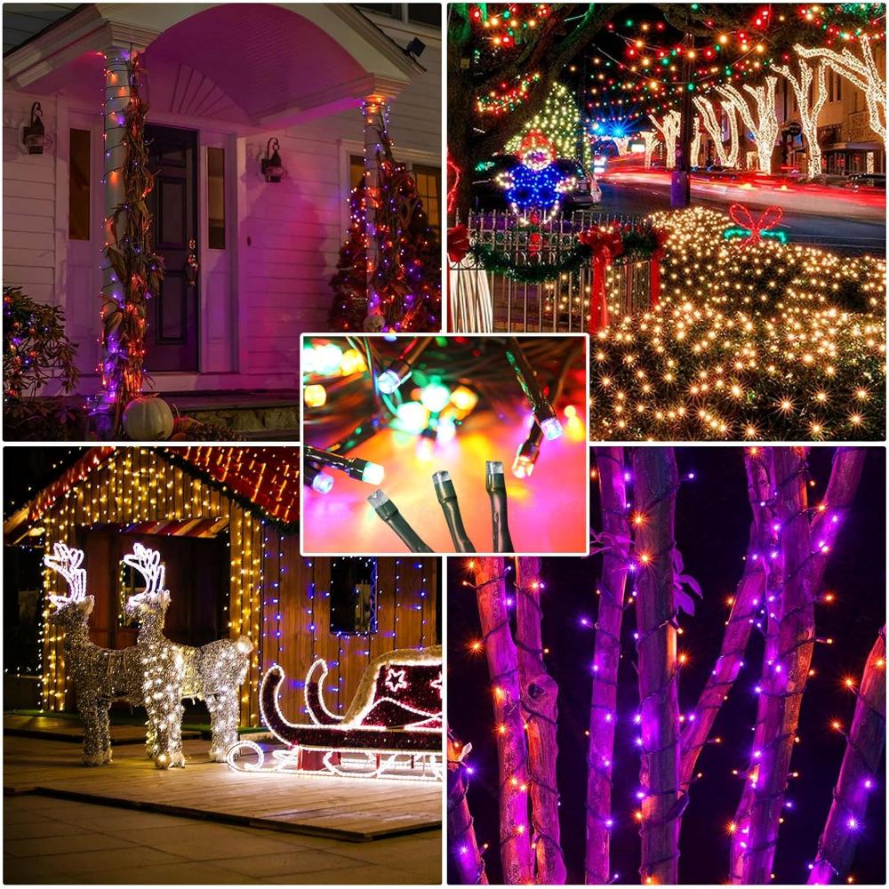 Solar Powered Outdoor Fairy Lights Ip65 Waterproof 8 Lighting Modes Suitable For Christmas Decoration Wedding Decoration