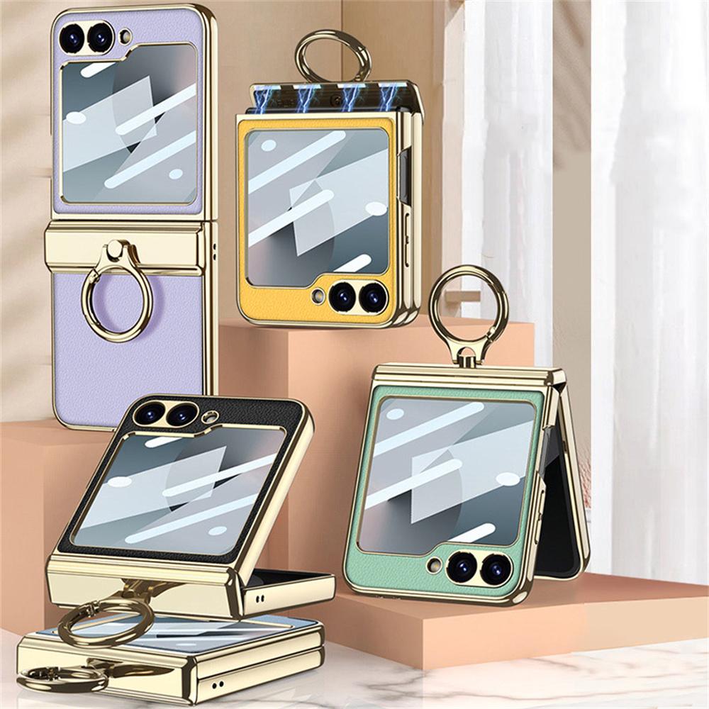 GKK For Samsung Galaxy Z Flip7 FE 5G/Z Flip6 5G Case PC+PU Kickstand Phone Cover