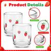 Pair Of Lemon Printed Vintage Juice Glasses Durable Glassware With 14oz Capacity Ideal For Cocktails Water Decor