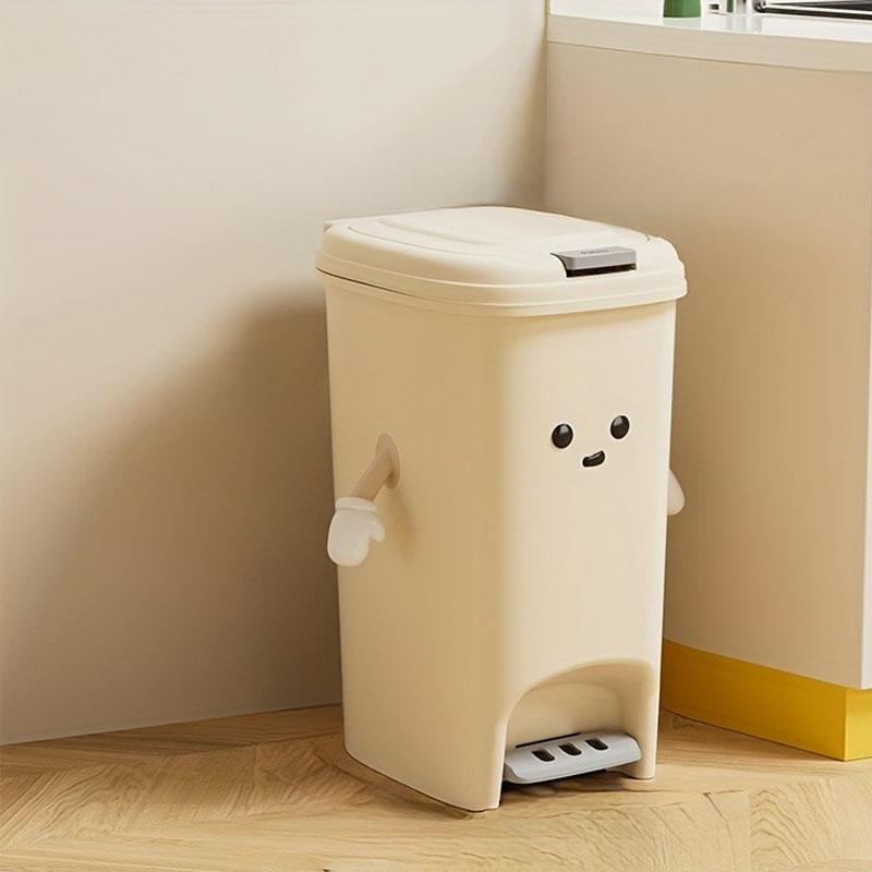 

Милое креативное мусорное ведро с двумя педалями для кухни и гостиной - большая вместимость и корзина для бумаги кремового цвета