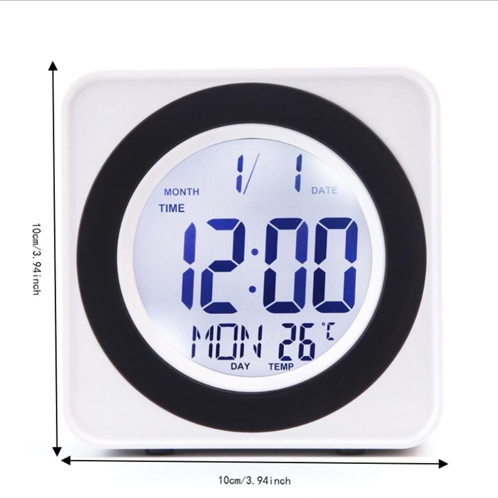 ABS Voice Control Clock Calendar Display Squared Alarm Clock Digital Electronic Clock Office Desk