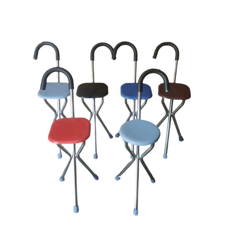 Anti-Slip Telescopic Folding Cane Stool - Three-Legged Walker and Hiking Stick